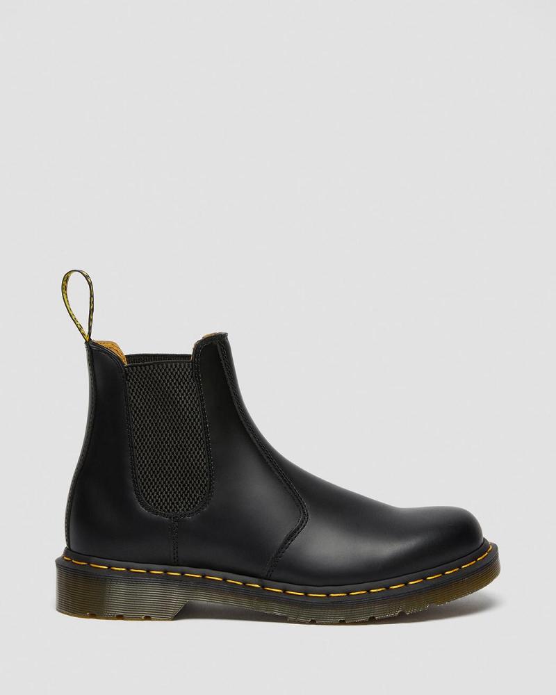 Dr Martens 2976 Yellow Stitch Smooth Læder Chelsea Støvler Herre Sort | DK 492GSO